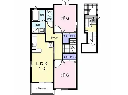 メルヴェイユB(2LDK/2階)の間取り写真