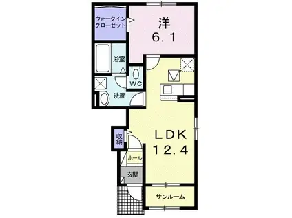 クラージュK Ⅲ(1LDK/1階)の間取り写真