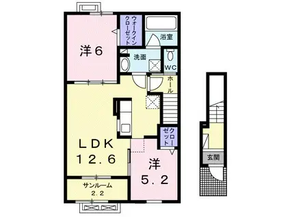富山地鉄不二越上滝 不二越駅 徒歩12分 2階建 築6年(2LDK/2階)の間取り写真