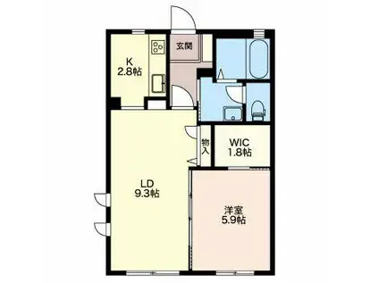 万葉線 旭ケ丘駅(富山) 徒歩6分 2階建 築20年(1LDK/1階)の間取り写真