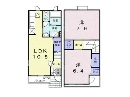 氷見線 越中中川駅 徒歩28分 2階建 築18年(2LDK/1階)の間取り写真