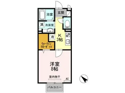 富山地鉄富山港線 インテック本社前駅 徒歩16分 2階建 築21年(1K/2階)の間取り写真