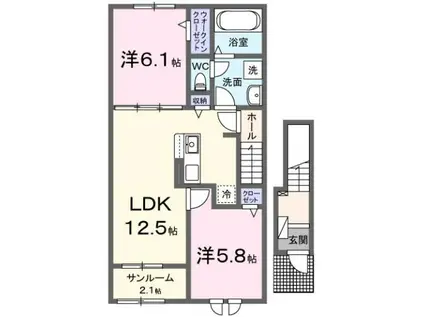 万葉線 急患医療センター前駅 徒歩23分 2階建 新築(2LDK/2階)の間取り写真