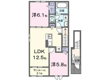 万葉線 急患医療センター前駅 徒歩23分 2階建 新築(2LDK/2階)の間取り写真