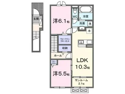 万葉線 急患医療センター前駅 徒歩22分 2階建 新築(2LDK/2階)の間取り写真