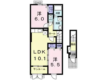 MSヴィレッジⅡ(2LDK/2階)の間取り写真