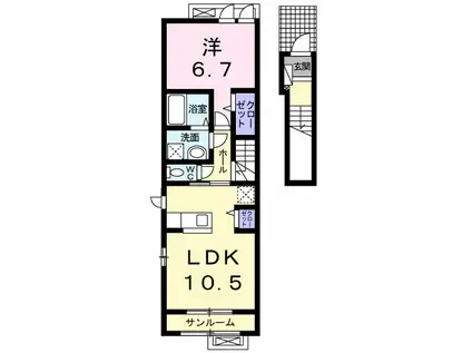 富山地鉄本線 越中荏原駅 徒歩27分 2階建 築13年(1LDK/2階)の間取り写真