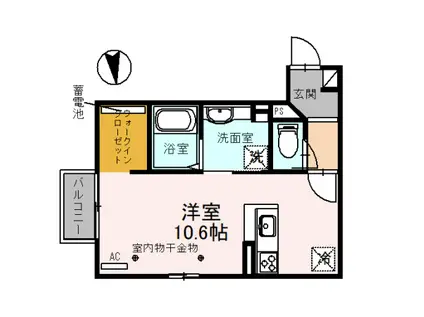 富山地鉄不二越上滝 朝菜町駅 徒歩44分 2階建 築5年(ワンルーム/2階)の間取り写真