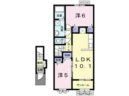 富山地鉄不二越上滝 南富山駅 徒歩42分 2階建 築8年(2LDK/2階)の間取り写真