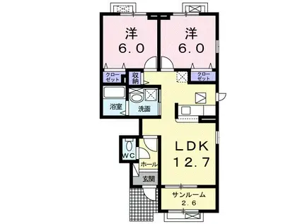 ハピネス 中保(2LDK/1階)の間取り写真