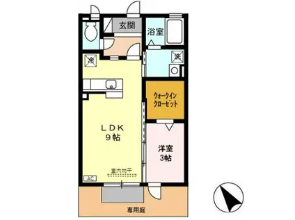 高山本線 西富山駅 徒歩23分 2階建 築17年(1LDK/1階)の間取り写真