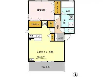 城端線 砺波駅 徒歩10分 2階建 築19年(1LDK/2階)の間取り写真