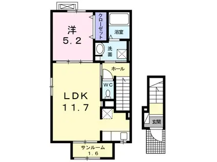 高山本線 速星駅 徒歩13分 2階建 築9年(1LDK/2階)の間取り写真