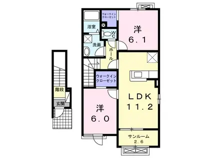 ポートハーバー(2LDK/2階)の間取り写真