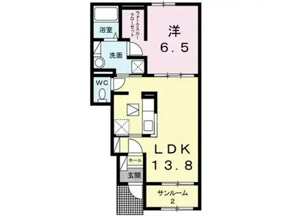 富山地鉄本線 新庄田中駅 徒歩17分 2階建 築10年(1LDK/1階)の間取り写真