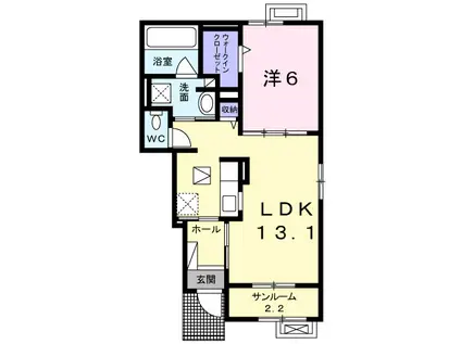 あいの風とやま鉄道 呉羽駅 徒歩13分 2階建 築8年(1LDK/1階)の間取り写真