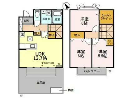 城東ペイサージュ(3LDK/2階)の間取り写真