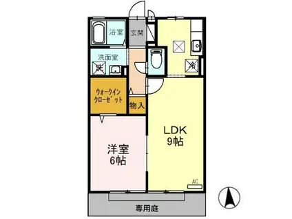 富山地鉄富山市内線 西町駅 徒歩11分 2階建 築23年(1LDK/1階)の間取り写真