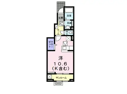 アザレアイースト(ワンルーム/1階)の間取り写真