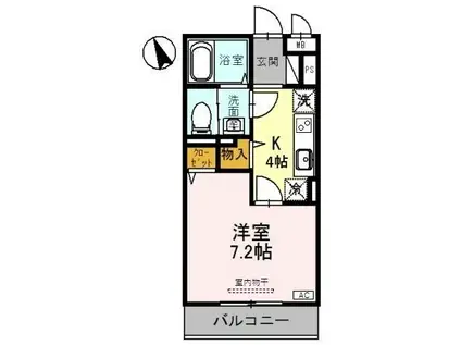 万葉線 新能町駅 徒歩4分 3階建 築10年(1K/2階)の間取り写真