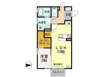 モアナ京田B(1LDK/2階)の間取り写真