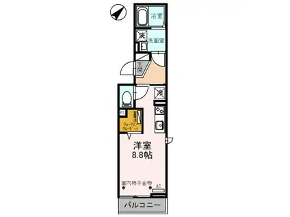 富山地鉄富山港線 オークスカナルパークホテル富山前駅 徒歩15分 3階建 築4年(ワンルーム/3階)の間取り写真