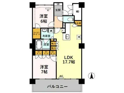 富山地鉄富山都心線 中町駅 徒歩3分 14階建 築14年(2LDK/13階)の間取り写真