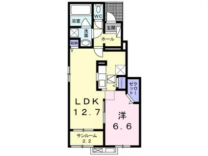 富山地鉄本線 越中荏原駅 徒歩29分 2階建 築8年(1LDK/1階)の間取り写真