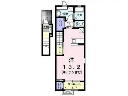 富山地鉄富山市内線 富山大学前駅 徒歩18分 2階建 築8年(ワンルーム/2階)の間取り写真
