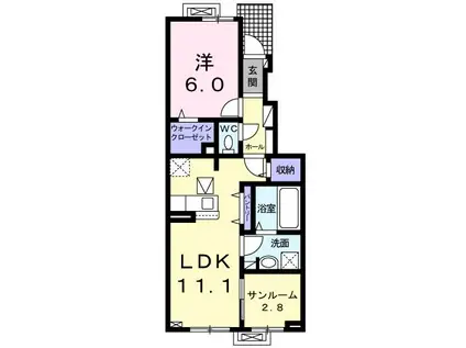 プラウド 横田Ⅰ(1LDK/1階)の間取り写真
