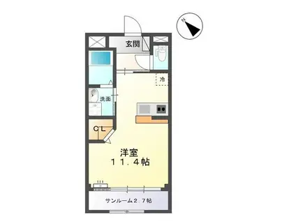 高山本線 婦中鵜坂駅 徒歩20分 2階建 築8年(ワンルーム/2階)の間取り写真