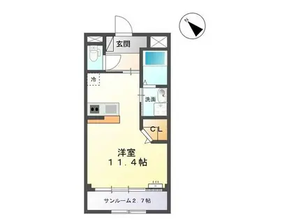 高山本線 婦中鵜坂駅 徒歩20分 2階建 築8年(ワンルーム/2階)の間取り写真