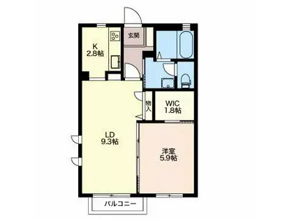 ヴィラ・タンネTAKAOKA(1LDK/2階)の間取り写真