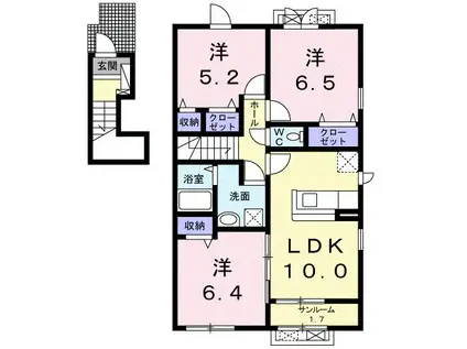 プレジュールⅡ(3LDK/2階)の間取り写真