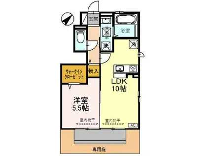 メゾン ル ヴェール(1LDK/1階)の間取り写真