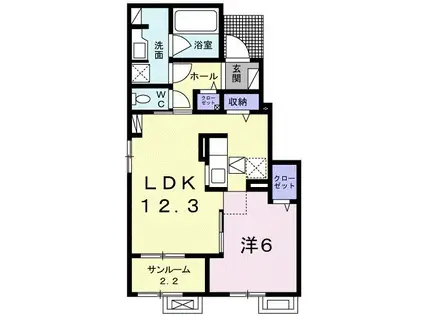 グリッツェンⅡ(1LDK/1階)の間取り写真