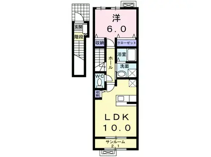 高山本線 速星駅 徒歩22分 2階建 築17年(1LDK/2階)の間取り写真