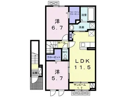 ラフレシール戸破(2LDK/2階)の間取り写真