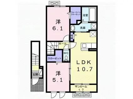 スプリング ファインⅡ(2LDK/2階)の間取り写真