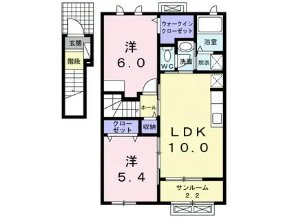 エヌヴィラージュ(2LDK/2階)の間取り写真