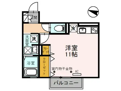 高山本線 速星駅 徒歩8分 2階建 築6年(ワンルーム/1階)の間取り写真