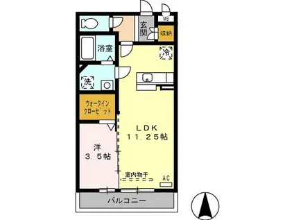 富山地鉄不二越上滝 朝菜町駅 徒歩32分 3階建 築17年(1LDK/1階)の間取り写真
