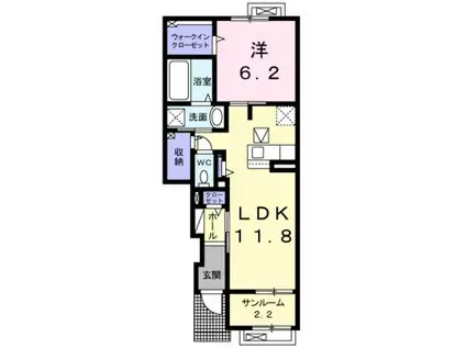 プラウド 横田Ⅲ(1LDK/1階)の間取り写真