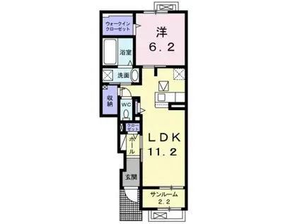 富山地鉄本線 越中荏原駅 徒歩36分 2階建 築6年(1LDK/1階)の間取り写真