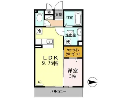 富山地鉄富山市内線 西中野駅 徒歩3分 3階建 築12年(1LDK/3階)の間取り写真
