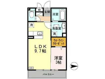 富山地鉄富山市内線 西中野駅 徒歩3分 3階建 築12年(1LDK/1階)の間取り写真