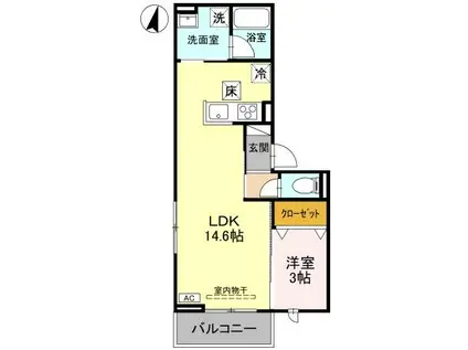 富山地鉄富山市内線 広貫堂前駅 徒歩4分 3階建 新築(1LDK/1階)の間取り写真
