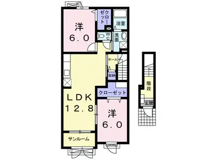 ラ・フォレスタⅢ(2LDK/2階)の間取り写真