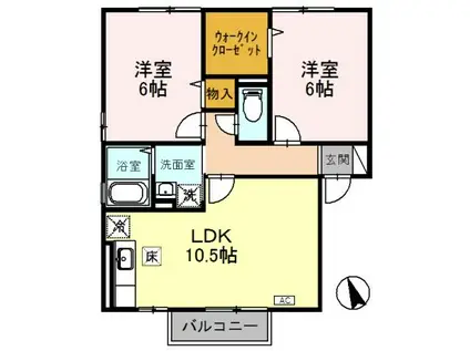 富山地鉄富山港線 オークスカナルパークホテル富山前駅 徒歩11分 2階建 築24年(2LDK/1階)の間取り写真