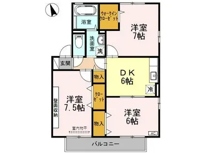 ラ・デファンス(3DK/2階)の間取り写真